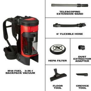 FitseN Suitable for Milwaukee M18 18V 3-in-1 Cordless Backpack Vacuum - Bare Tool, Model# 0885-20