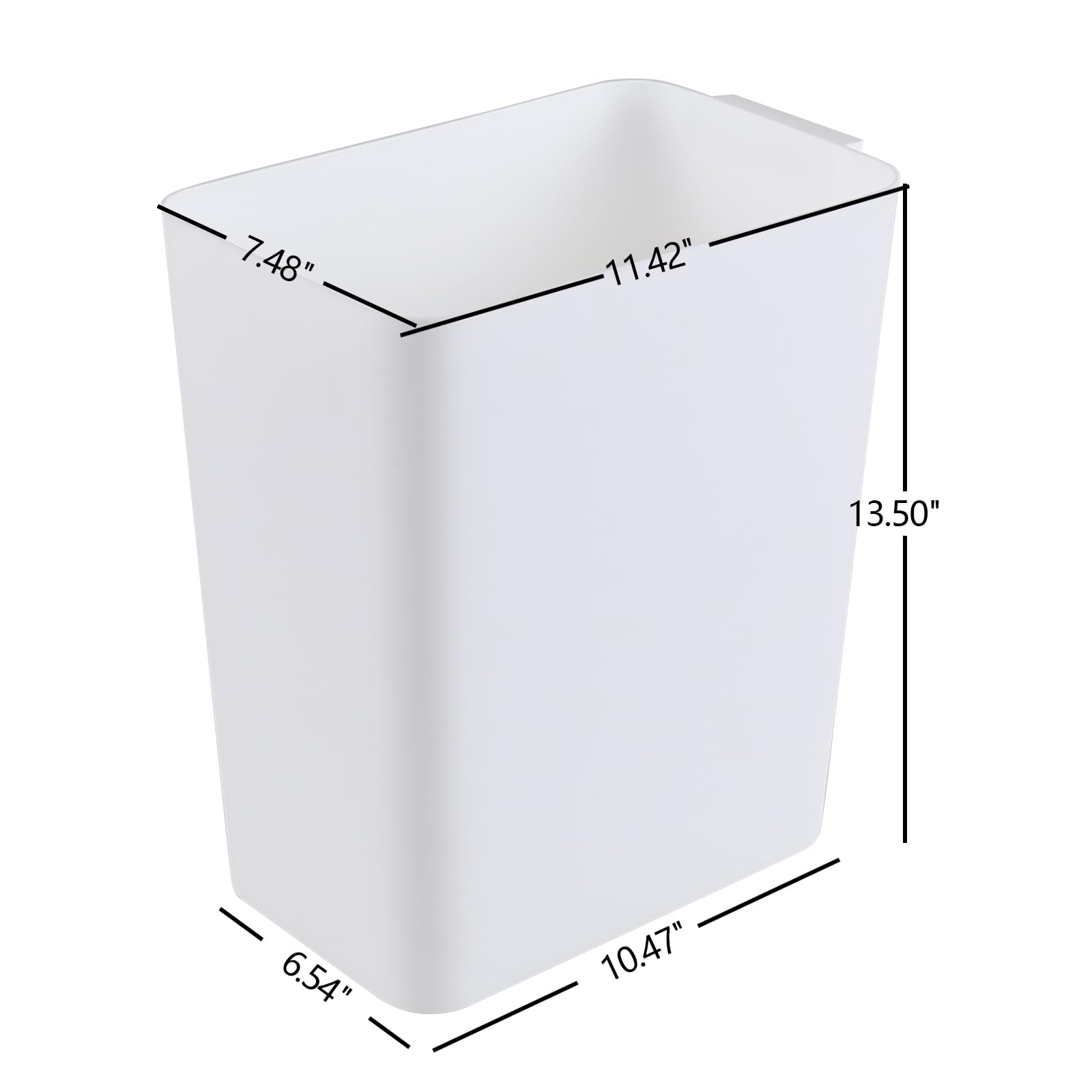 Zerdyne 3 Pack Plastic Rectangular Wastebasket for Kitchen, Bathroom, 4.5 Gallon Small Office Trash Can, White