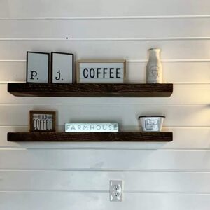 Joel's Antiques | Floating Shelves for Wall | Made of Natural Wood and Easy Install | Heavy Duty Rustic Book Shelves | Perfect for Bathroom, Kitchen, Living Room | 2 inches Thick | 6 inches deep