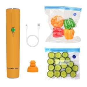 vacuum sealer machine, portable handheld vacuum sealer with 5pcs reusable zipper vacuum bags and vacuum wine sealer for food preservation fresh & save