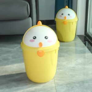 JEIMALEN Kids Trash Can with Lid Bedroom Boys and Girls Room Plastic Garbage Can Bedroom 2 Gallon Small Cartoon Trash Can for Children Waste Basket (1, Yellow)