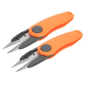 Mini Badminton Line Scissors, Folding Outdoor Fishing Line Cutter ABS Carbon Steel 2pcs for Camping (Orange)