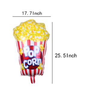 2pcs Popcorn Party Balloons Movie Night Party Balloons for Birthday Baby Shower Wedding Decoration 25.5 x 17.7 Inch