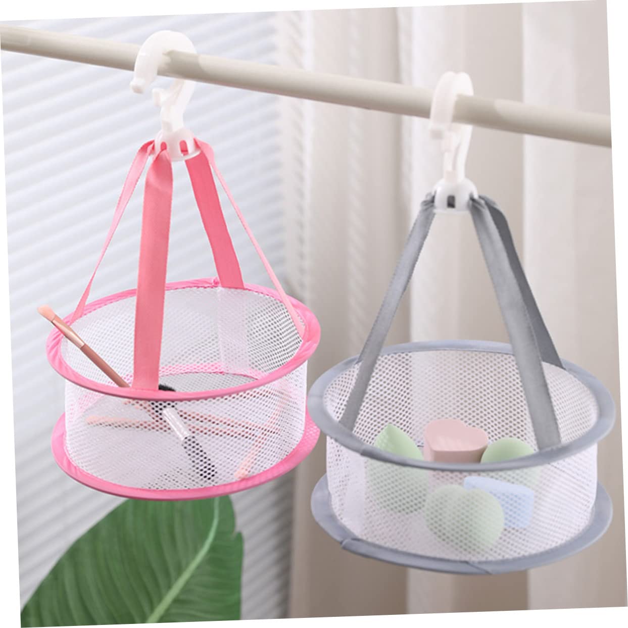 OFFSCH 2pcs Drying net Bag Foldable Sweater Dryer Socks Drying net Makeup Sponge Drying net Laundry Drying Rack Collapsible mesh Clothes Drying Rack Mini Eggs Folding Polyester