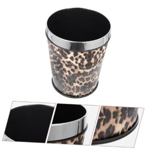 BUGUUYO Leopard Print Bathroom Trash Can Animal Print Waste Bucket Retro Style for Bathroom