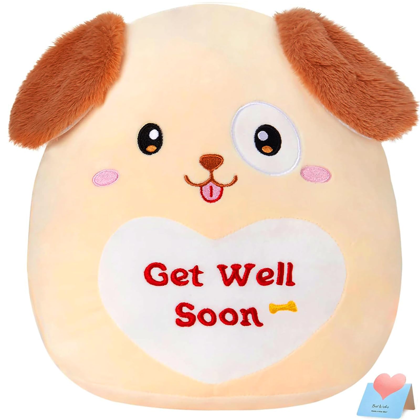 WEWILL 12’’ Get Well Soon Puppy Soft Plush Pillow Cute Get Well Dog Stuffed Animal Toy Gifts for Toddler Kids Boys Girls