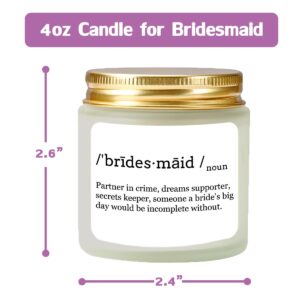 Vellsenne Scented Candle Bridesmaid Proposal Gifts - Lavender Soy Wax Candle - Maid of Honor Proposal Gifts - Will You be My Bridesmaid Gifts for Friends Girls Women 4oz