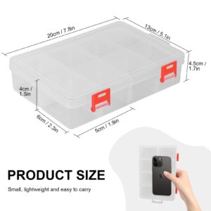 Macroclo 8 Grids Bead Craft Organizers, Small Clear Plastic Storage Box with Removable Dividers Tackle Box Organizer, Compartment Organizer for Jewelry, Tackle, Food Safe Pantry Container.