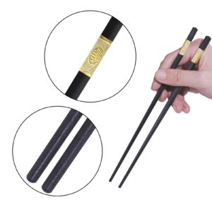 LNAUJS 10 Pairs Reusable Chopsticks, Chinese Chopsticks, Dishwasher Safe Fiberglass Chopsticks, Non-Slip, Black