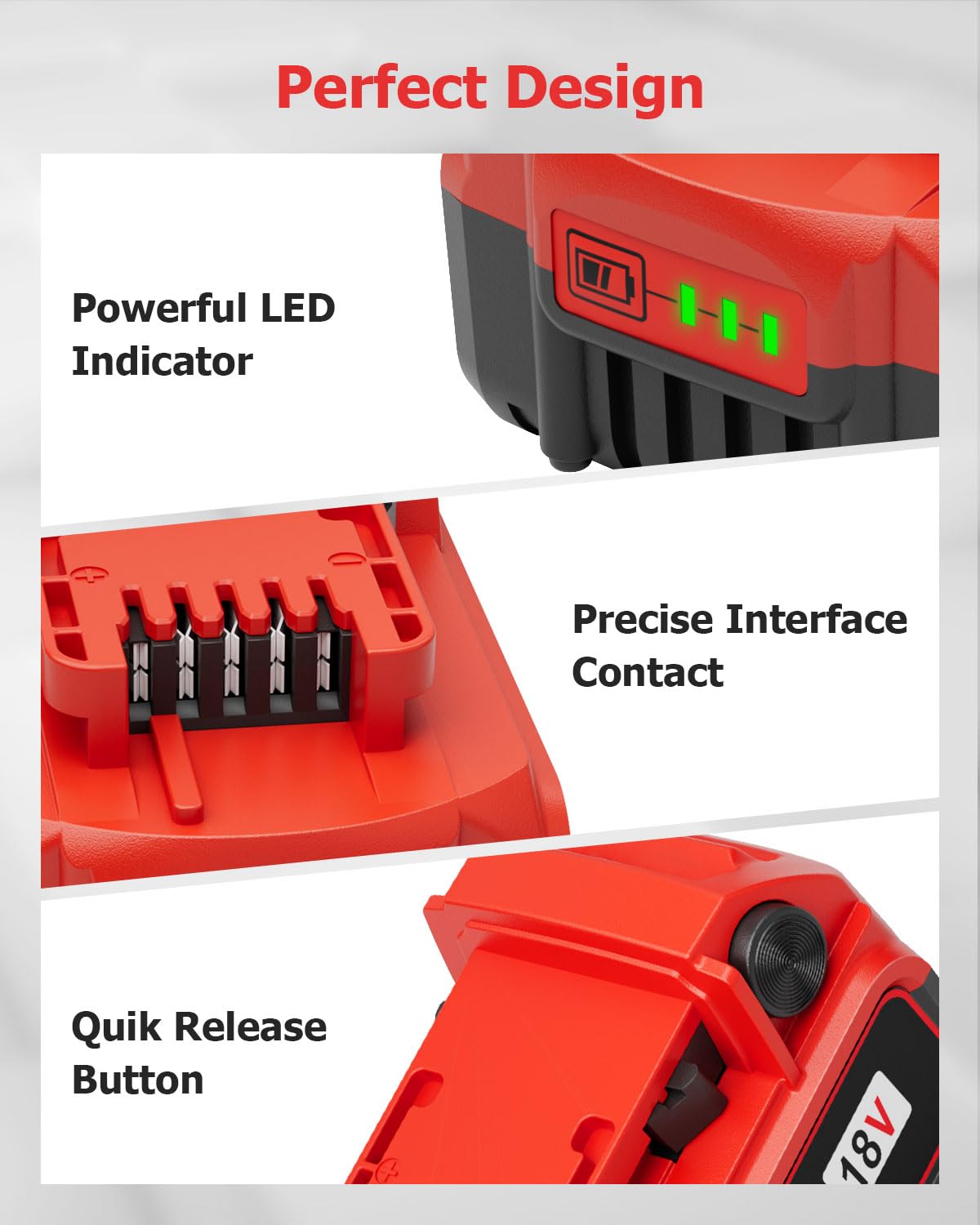 KOOMICY 4Pack 18V 6.0Ah Batteries Replacement for Milwaukee M-18 Battery and 1 Charger Set