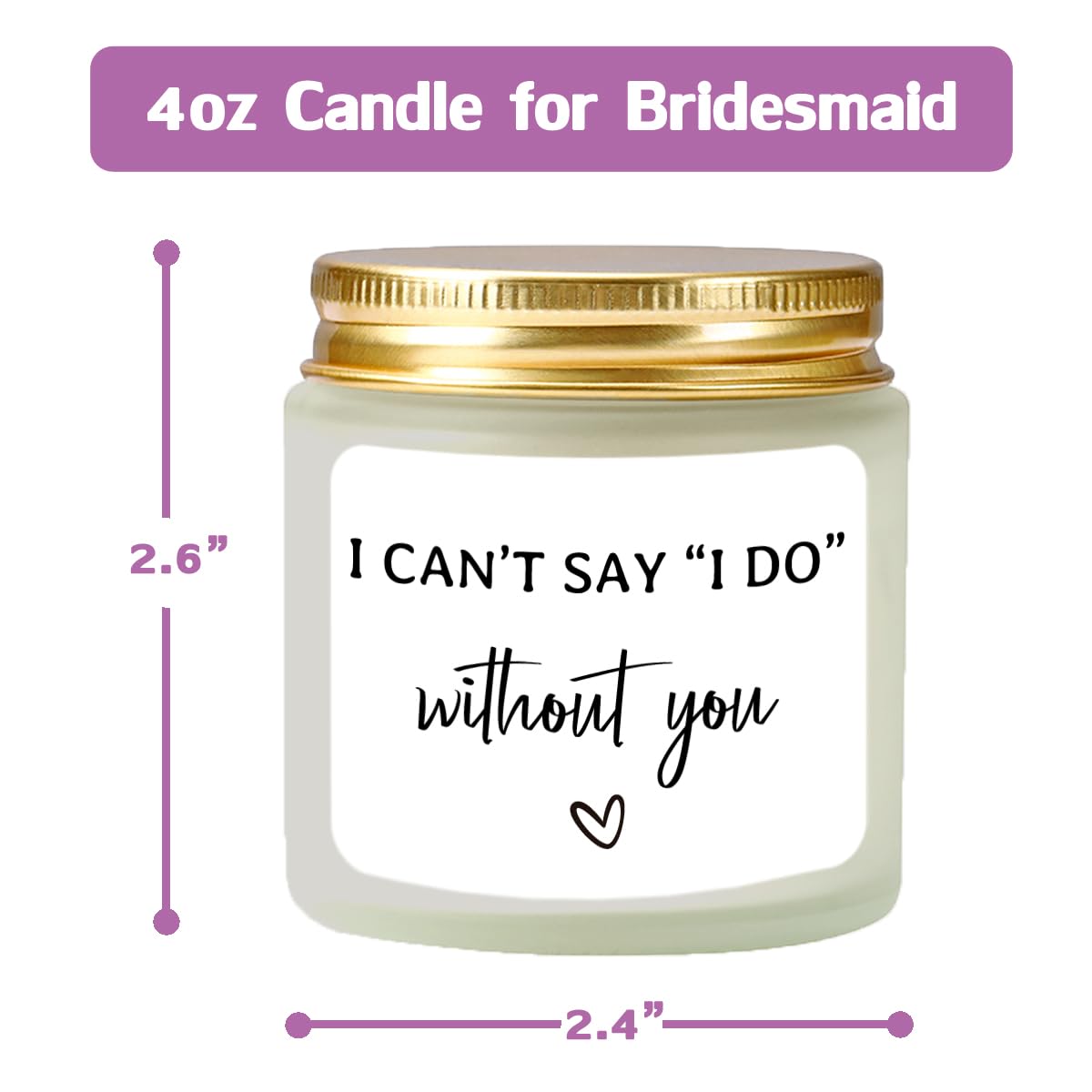 Vellsenne Bridesmaid Proposal Gifts - Lavender Soy Wax Candle - Maid of Honor Proposal Gifts - Will You be My Bridesmaid Gifts for Friends Girls Women Matron of Honor Gifts 4oz