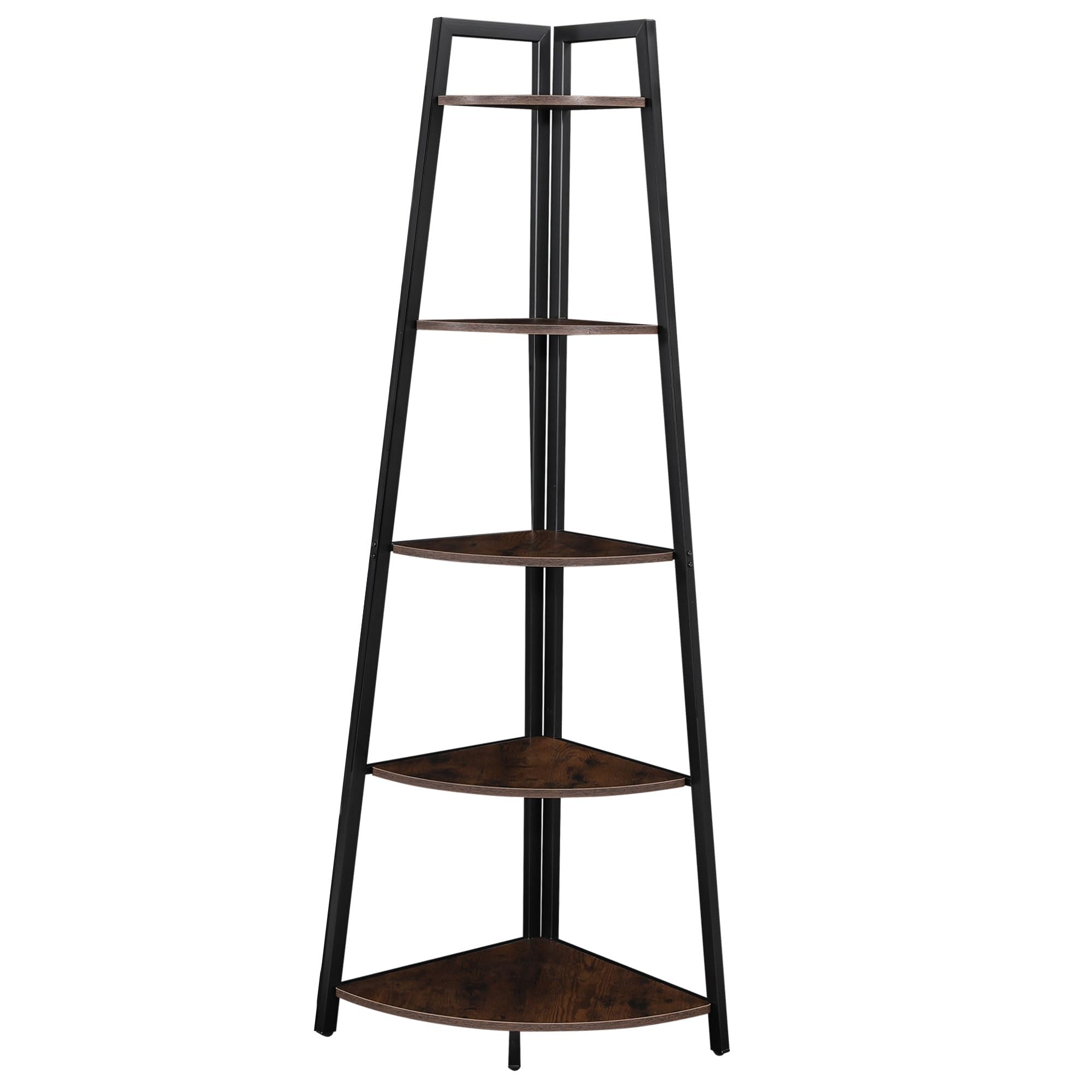 BETTAHOME 5 Tier Corner Stand, 70'' Tall Corner Ladder Shelf, Ideal for Books, Plants, Storage, Display Shelving Unit for Living Room, Bedroom, Kitchen, Rustic Brown