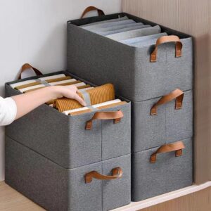 fabric storage box with handles large steel frame stackable storage shelf baskets foldable collapsible organizing bin for clothes, toys etc 18.5"x11"x8"