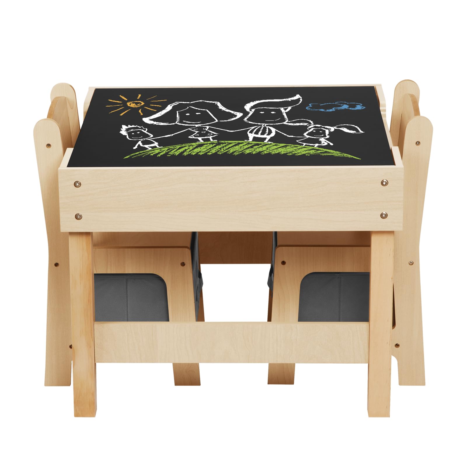 OOOK 3 in1 Toddler Table and Chair Set, Kids Table and Chairs Ages 3-7 with Versatile Tabletop and Storage Drawer, Kids Sensory Table for Home, Nursery and Playroom. Premium Gift for Boys and Girls.