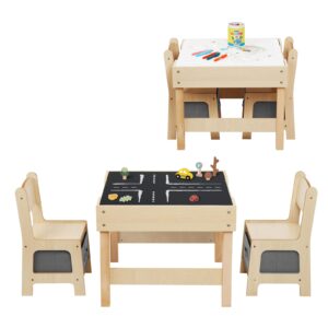 oook 3 in1 toddler table and chair set, kids table and chairs ages 3-7 with versatile tabletop and storage drawer, kids sensory table for home, nursery and playroom. premium gift for boys and girls.