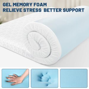 HARNY 3 Inch Gel Memory Foam Mattress Topper Queen Size, Cooling Bed Topper for Comfort Body Support & Pressure Relief with Removable Breathable Soft Cover, CertiPUR-US Certified