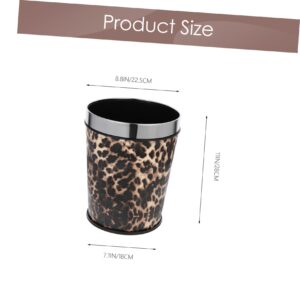 BUGUUYO Leopard Print Bathroom Trash Can Animal Print Waste Bucket Retro Style for Bathroom