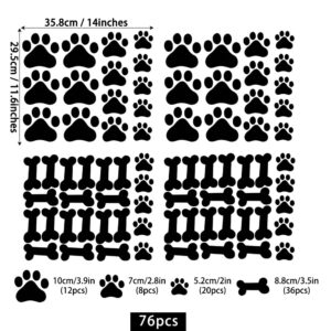 IUMLXJO 76PCS Dog Paws Wall Decals, Vinyl Stones Print Wall Stickers Decor Removable Footprint Mural Wallpaper Decoration for Kids Boys Girls Nursery Bedroom Living Room