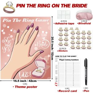 PARTYLOUD Bridal Shower Bachelorette Party Games, Pin the Ring on the Bride Game, Pin the Ring Game Bridal Shower Wedding Engagement Shower Games 32 Guests