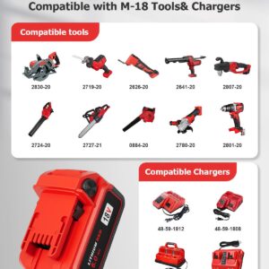 KOOMICY 4Pack 18V 6.0Ah Batteries Replacement for Milwaukee M-18 Battery and 1 Charger Set