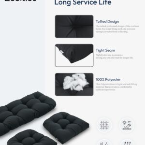 ZEOLABS Wicker Chair Cushions of 3 Pieces Waterproof Tufted Outdoor Seat Cushions for Patio Furniture Sofa Settee Couch,1 Loveseat and 2 U-Shaped Cushions,Black