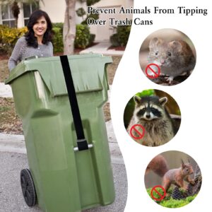 LAIAMER 2 Pcs Trash Can Lid Lock, Trash Can Bands Adjustable Garbage Can Lock Bear/Squirrels/Dog/Animals Proof Trash Can for Outdoor Garbage Can with Lid