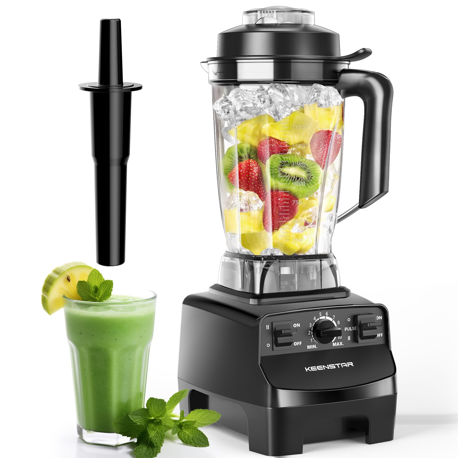 Keenstar Blenders for Kitchen, Professional 1450W Countertop Blender for Crush Ice, 68Oz Blender for Smoothies, 10 Speed Control, BPA-Free, 8 Titanium Stainless Steel Blade for Frozen Fruit, Veggies