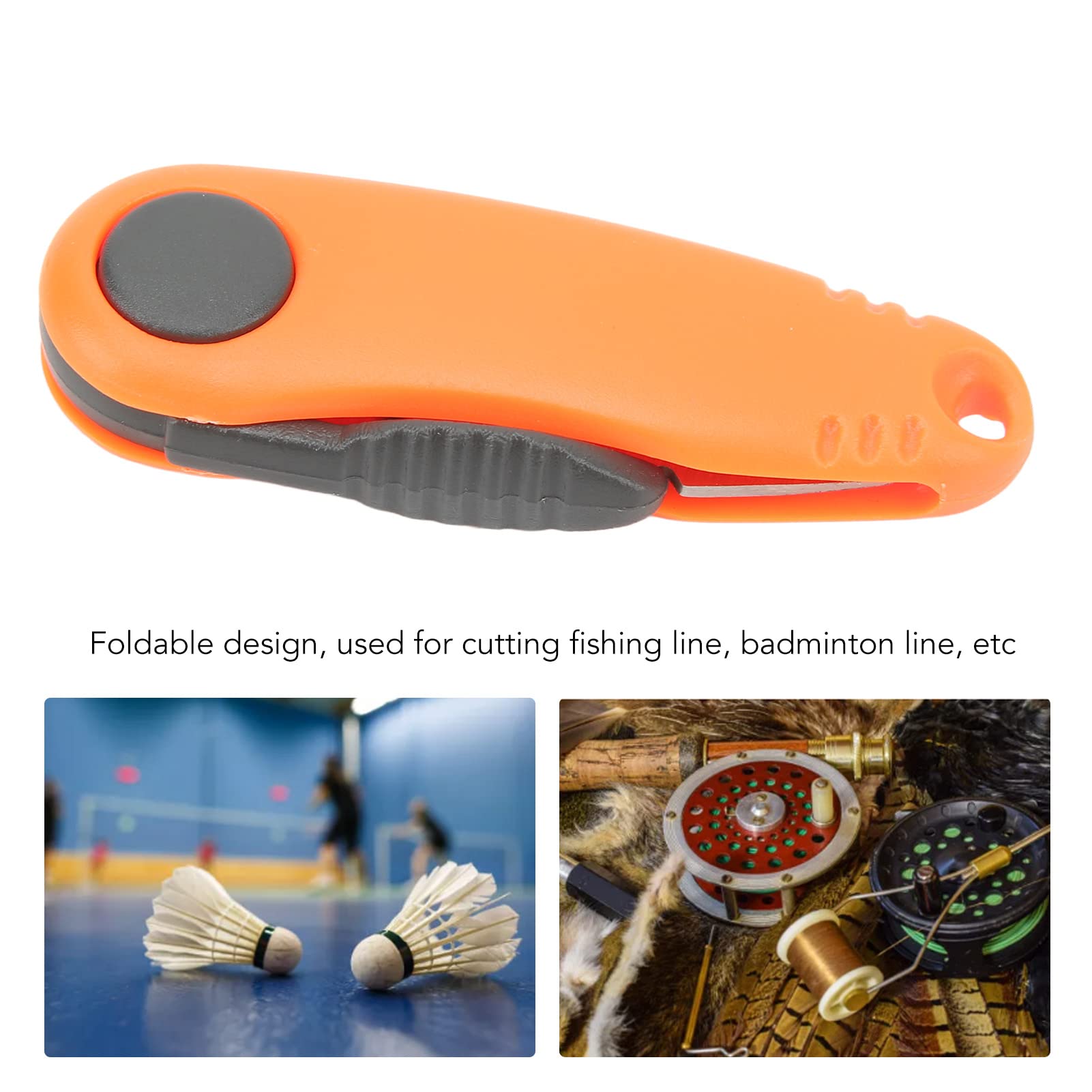 Mini Badminton Line Scissors, Folding Outdoor Fishing Line Cutter ABS Carbon Steel 2pcs for Camping (Orange)