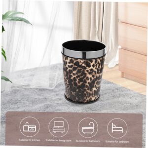 BUGUUYO Leopard Print Bathroom Trash Can Animal Print Waste Bucket Retro Style for Bathroom