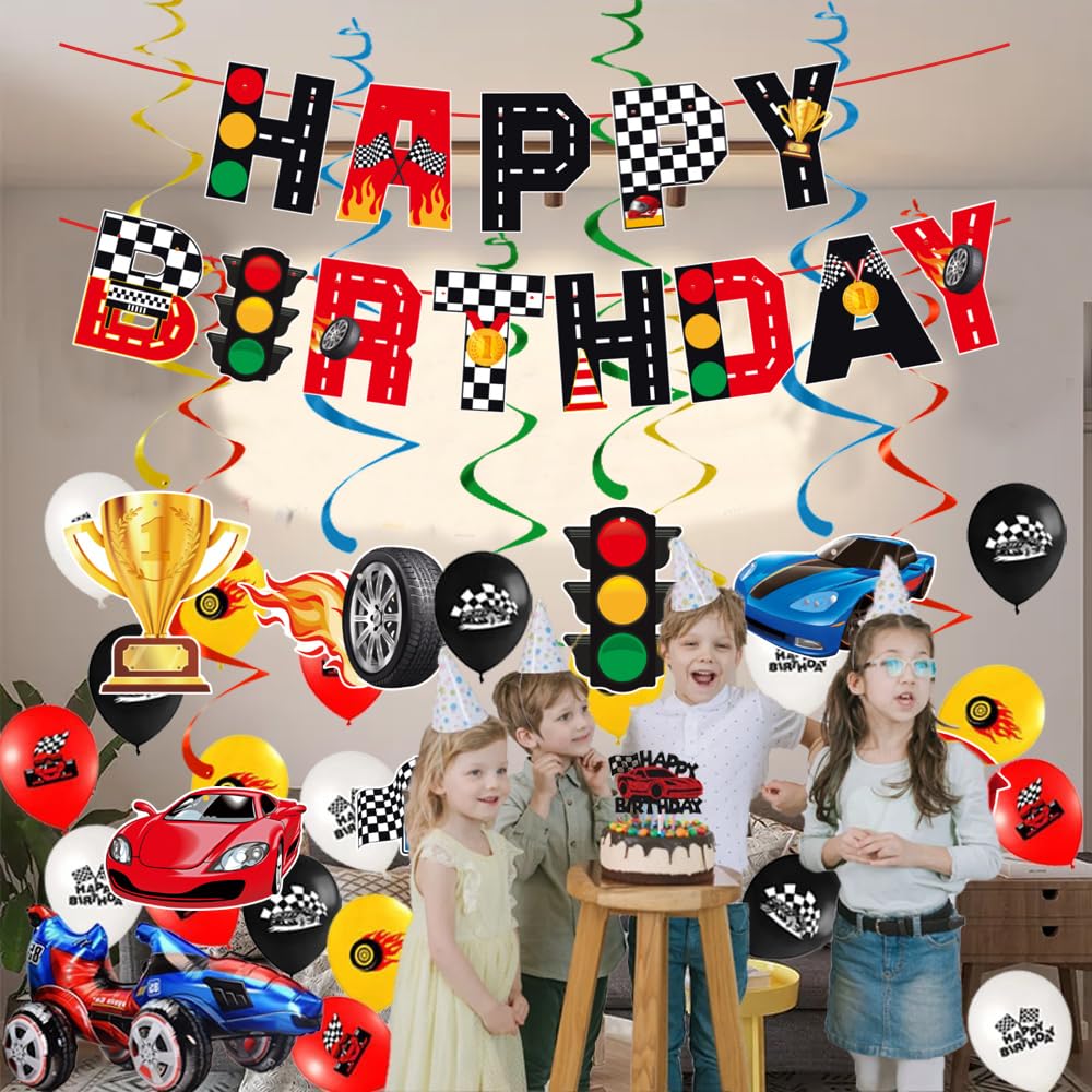 Hot wheel Birthday Decorations Banner,Cars Birthday Decorations for Boys,Car Themed Birthday Party Decorations,Hot Wheels Party Decorations,Hot Wheels Happy Birthday Banner