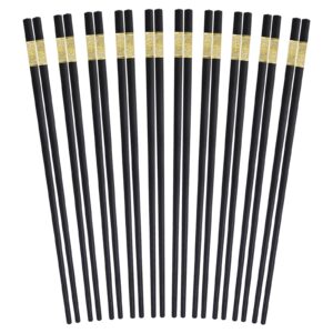 lnaujs 10 pairs reusable chopsticks, chinese chopsticks, dishwasher safe fiberglass chopsticks, non-slip, black