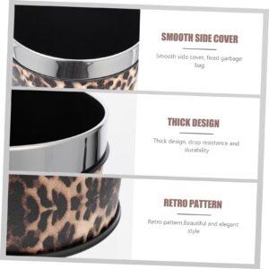 BUGUUYO Leopard Print Bathroom Trash Can Animal Print Waste Bucket Retro Style for Bathroom