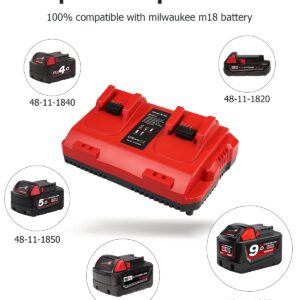 KOOMICY 4Pack 18V 6.0Ah Batteries Replacement for Milwaukee M-18 Battery and 1 Charger Set