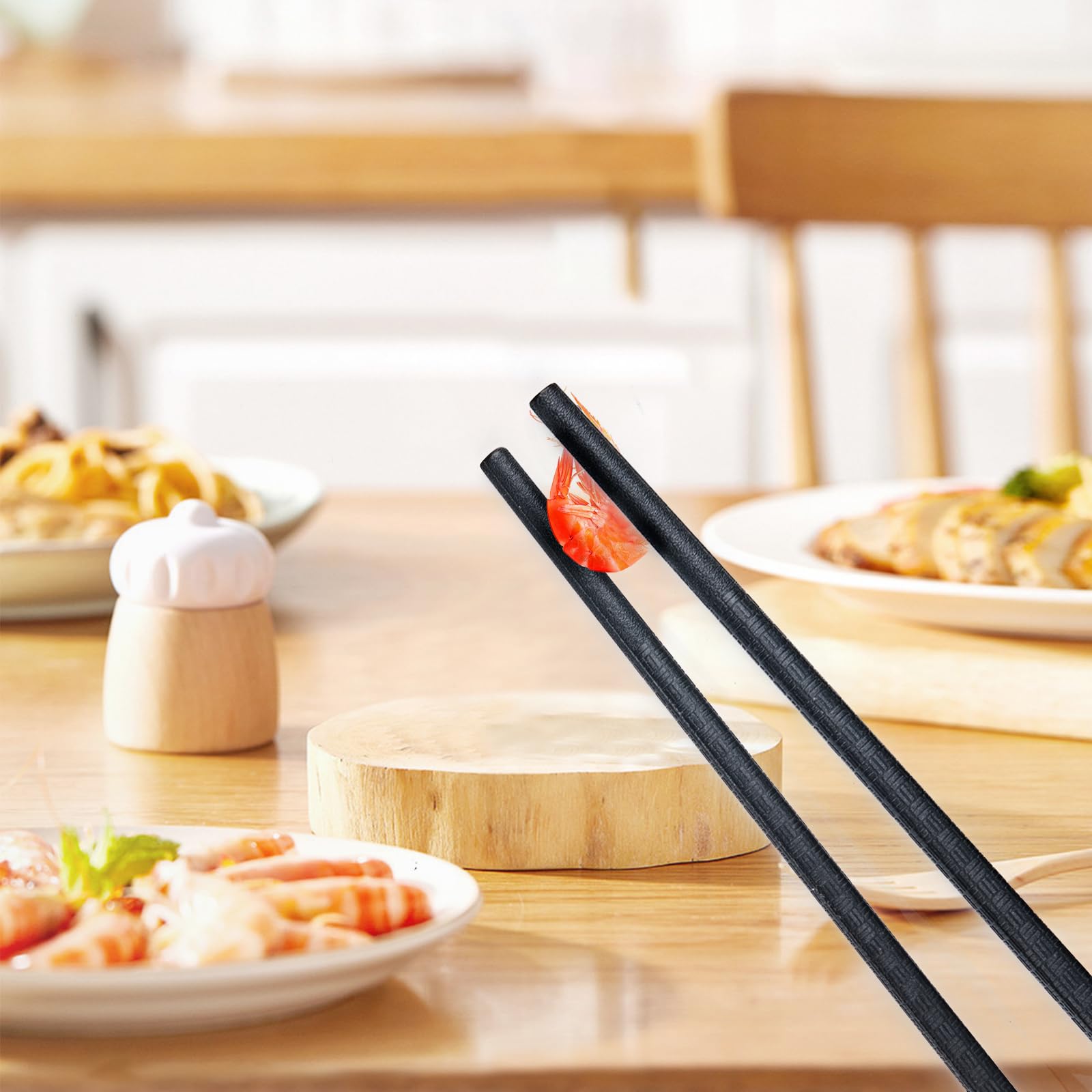 LNAUJS 10 Pairs Reusable Chopsticks, Chinese Chopsticks, Dishwasher Safe Fiberglass Chopsticks, Non-Slip, Black