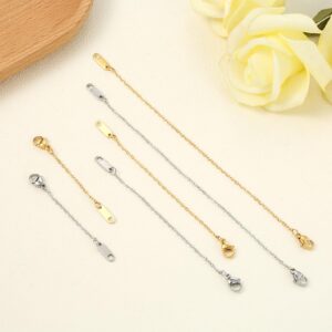 KOPOX 6 Pcs Gold and Silver Plated Necklace Extenders for Necklaces, 2", 4", 6" Delicate Necklace Extender Chain Set for Women Jewelry Making