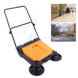 NATICRISI Hand-Push Sweeping Sweeper,26" Industrial Floor Sweeper Manual Push Sweeper,Push Sweeper with Dual Side Brooms for Clean up Garden Warehouse Road School Hotel