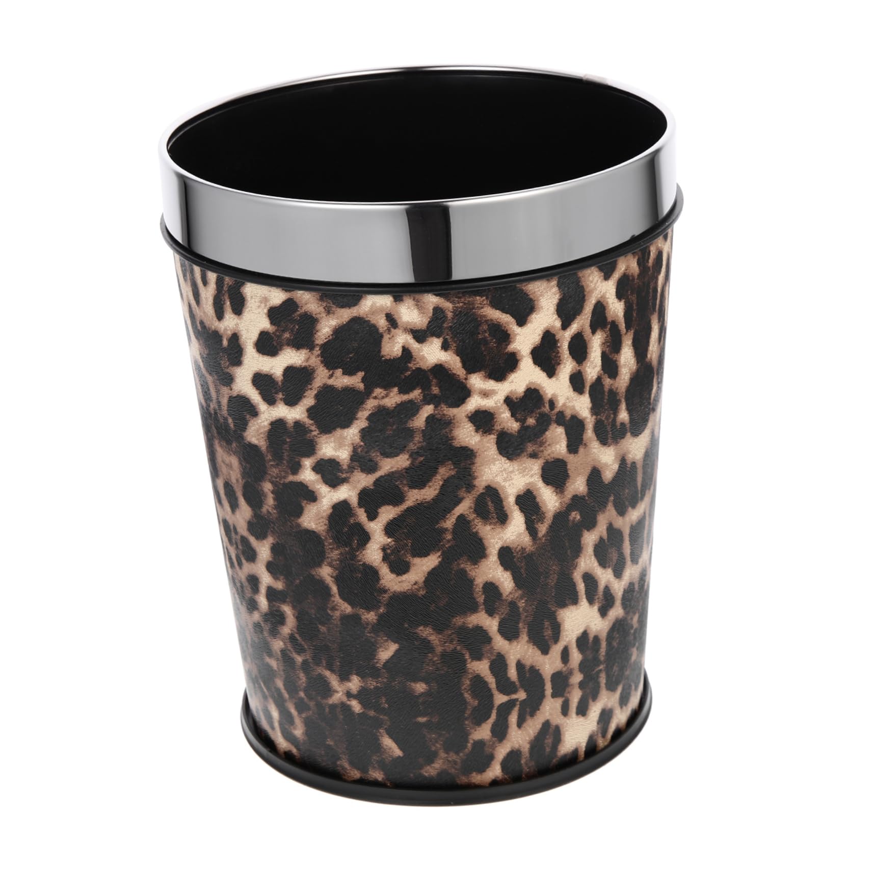 BUGUUYO Leopard Print Bathroom Trash Can Animal Print Waste Bucket Retro Style for Bathroom