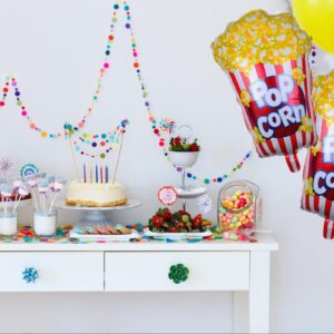 2pcs Popcorn Party Balloons Movie Night Party Balloons for Birthday Baby Shower Wedding Decoration 25.5 x 17.7 Inch