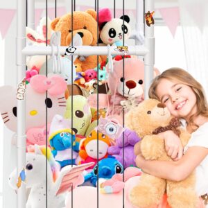 sunoyar Plush Stuffed Animal Storage Holder, Large Capacity Zoo Storage Cage Organizer, Animal Holder Organizer with Bottom Net for Nursery Play Room Bedroom Decoration