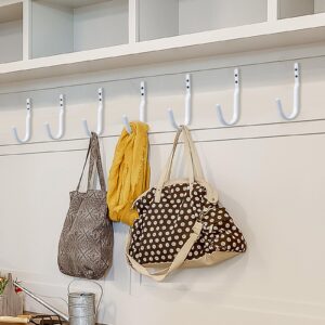 Dapute 6 Pack Wall Hooks for Hanging Coat and Towel, Heavy Duty Utility Coat Hooks,Large Metal J Hooks for Hanging Coat,Towel,Backpack,Robe,Bags,Coffee Mug,Hat(4.8"×2.7"),Screws Included