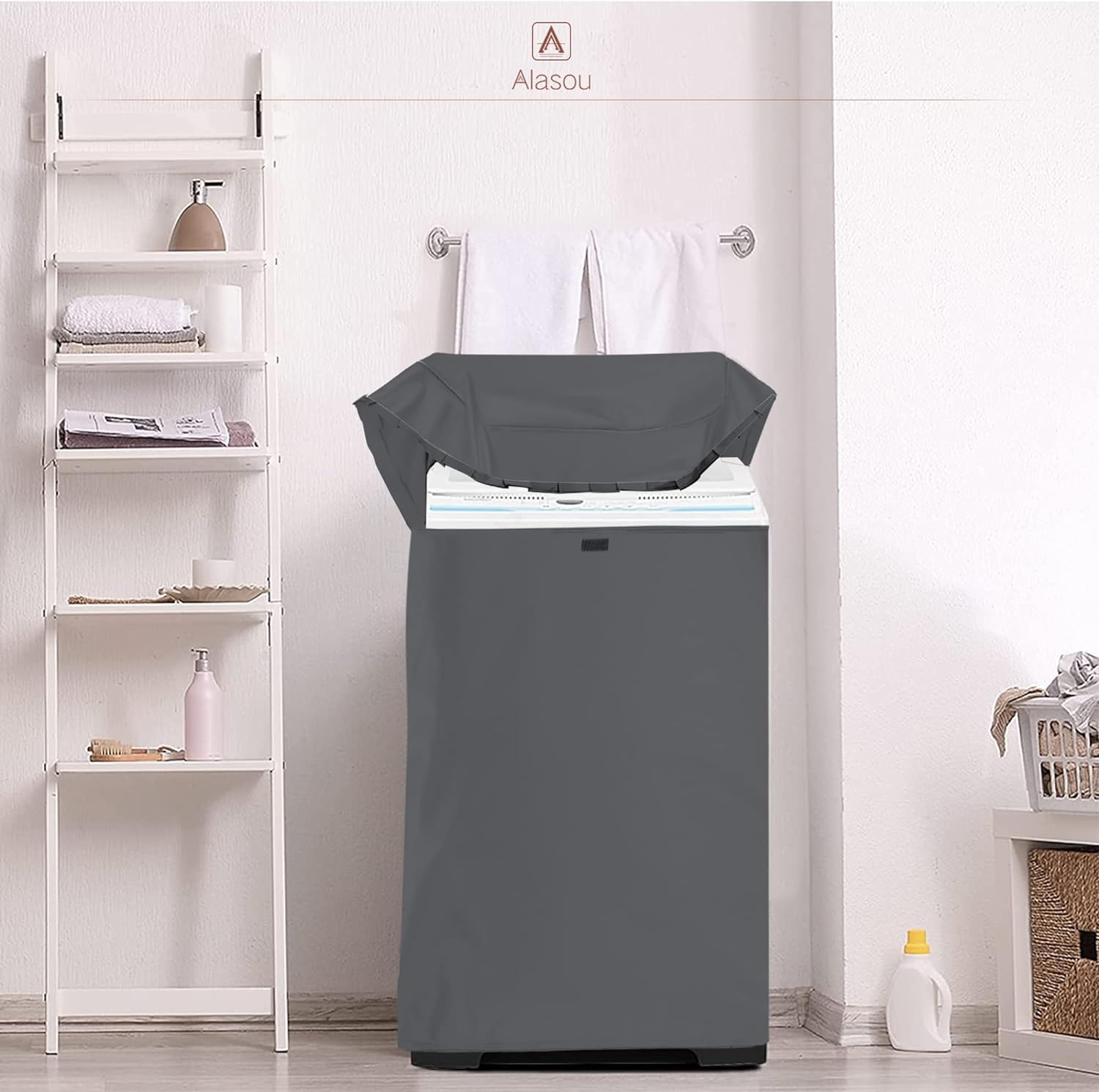 MBOOM Portable Washing Machine Cover,Top Load Washer Dryer Cover,Waterproof Full-Automatic,Wheel Washing Machine Cover(S,Grey)