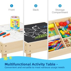 OOOK 3 in1 Toddler Table and Chair Set, Kids Table and Chairs Ages 3-7 with Versatile Tabletop and Storage Drawer, Kids Sensory Table for Home, Nursery and Playroom. Premium Gift for Boys and Girls.