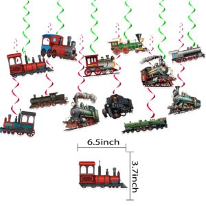 24 Pcs Train Hanging Decorations Steam Train Hanging Swirls Ceiling Swirls Train Birthday Party Supplies for Retro Train Party Decorations Train Transportation Decorations