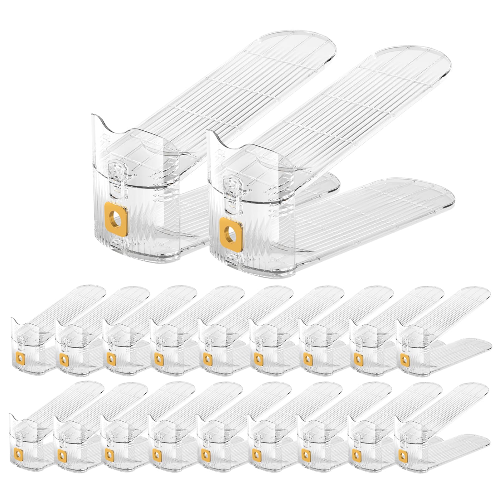 CiBiZi Adjustable Shoe Slots Organizers Clear Shoe Space Saver Shoe Stacker Shoe Rack Holder Oraganizers for Closet Cabinet Storage Clear 20PACK