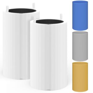 xbww 2 packs 411 replacement filter compatible with blueair blue pure 411,411+,411 auto & mini air cleaner purifier with 3pcs cloth cover pre-filters