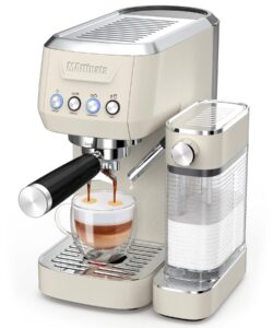 mattinata espresso machine 20 bar, cappuccino machine for home with 2.0 long life automatic milk tank, espresso maker with milk frother, coffee maker present, stainless steel-mattino creamy love