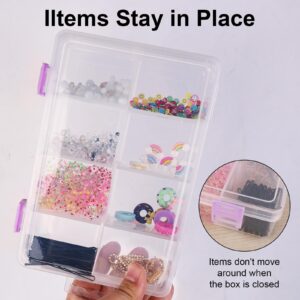 Macroclo 8 Grids Bead Craft Organizers, Small Clear Plastic Storage Box with Removable Dividers Tackle Box Organizer, Compartment Organizer for Jewelry, Tackle, Food Safe Pantry Container.