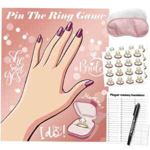 partyloud bridal shower bachelorette party games, pin the ring on the bride game, pin the ring game bridal shower wedding engagement shower games 32 guests