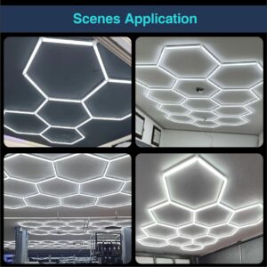 Hexagon Garage Light :16 Pack 128W 6500K 3 Honeycomb Ceiling Hex Lights Hexagon LED Lights for Garage Gym Basement Warehouse Auto Beauty Shop Car Detailing Hair Salon Workshop Lighting (hexagon-3-1)