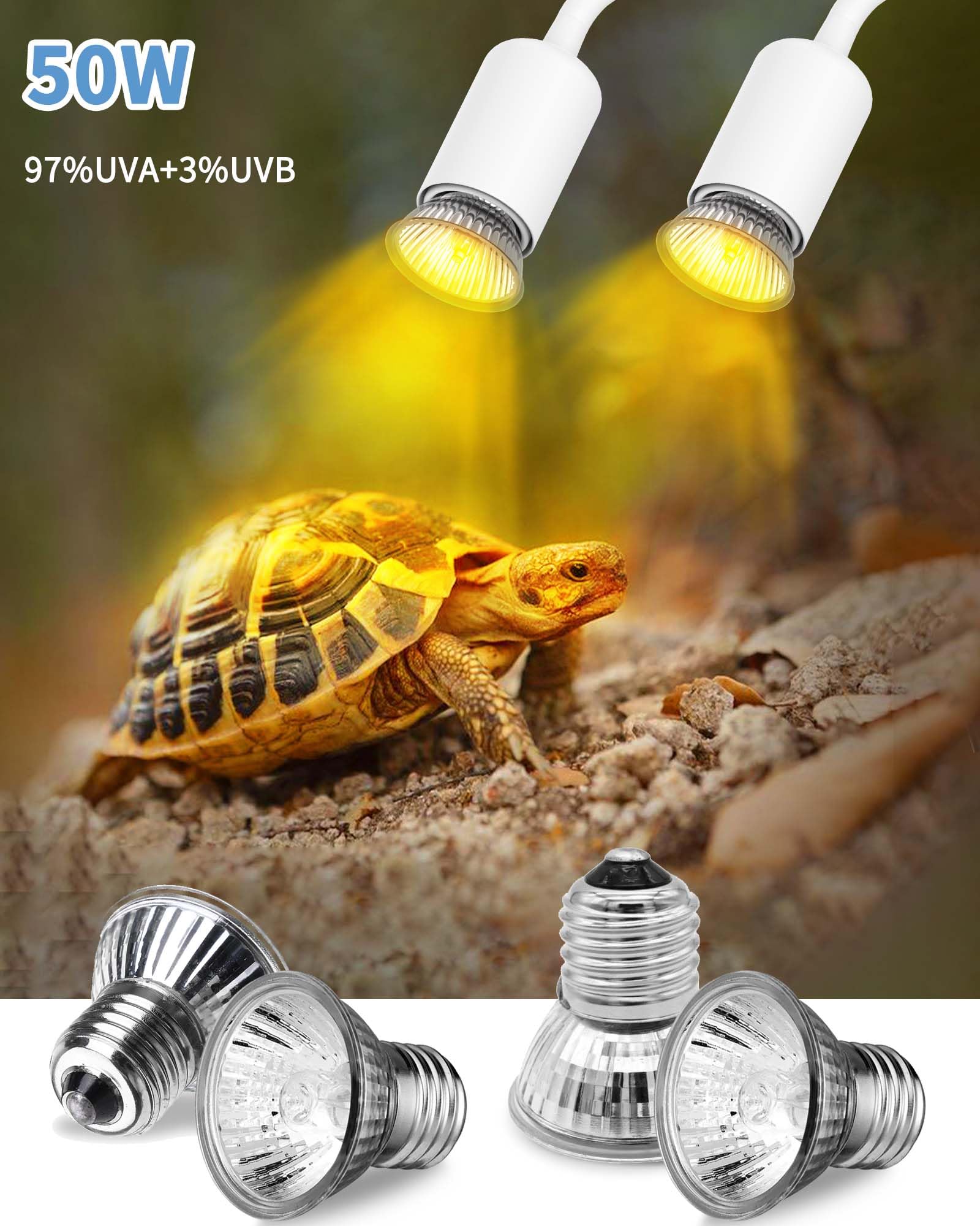 Moonorange 4PCS 50W Heat Lamp Bulb Light, E27 Bulbs for Lizard, Tortoises, Snakes, Spiders, Reptiles Amphibians